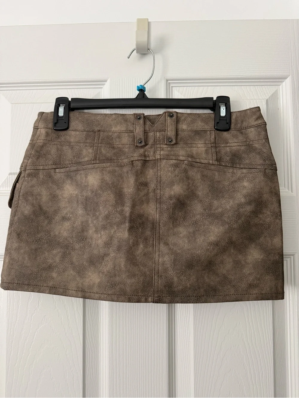 We The Free Distressed Brown Mini Skirt with Utility Pockets